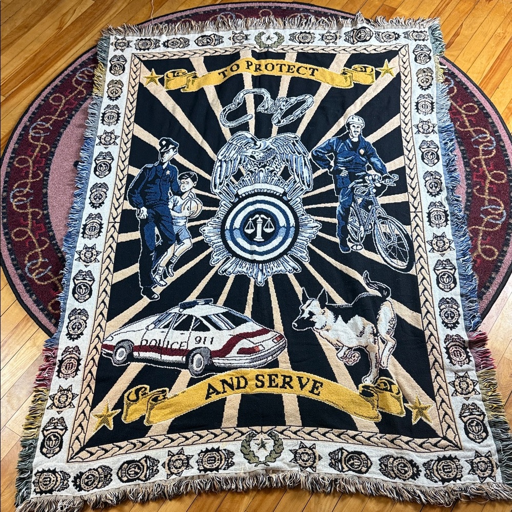 VINTAGE POLICE BLANKET WOVEN